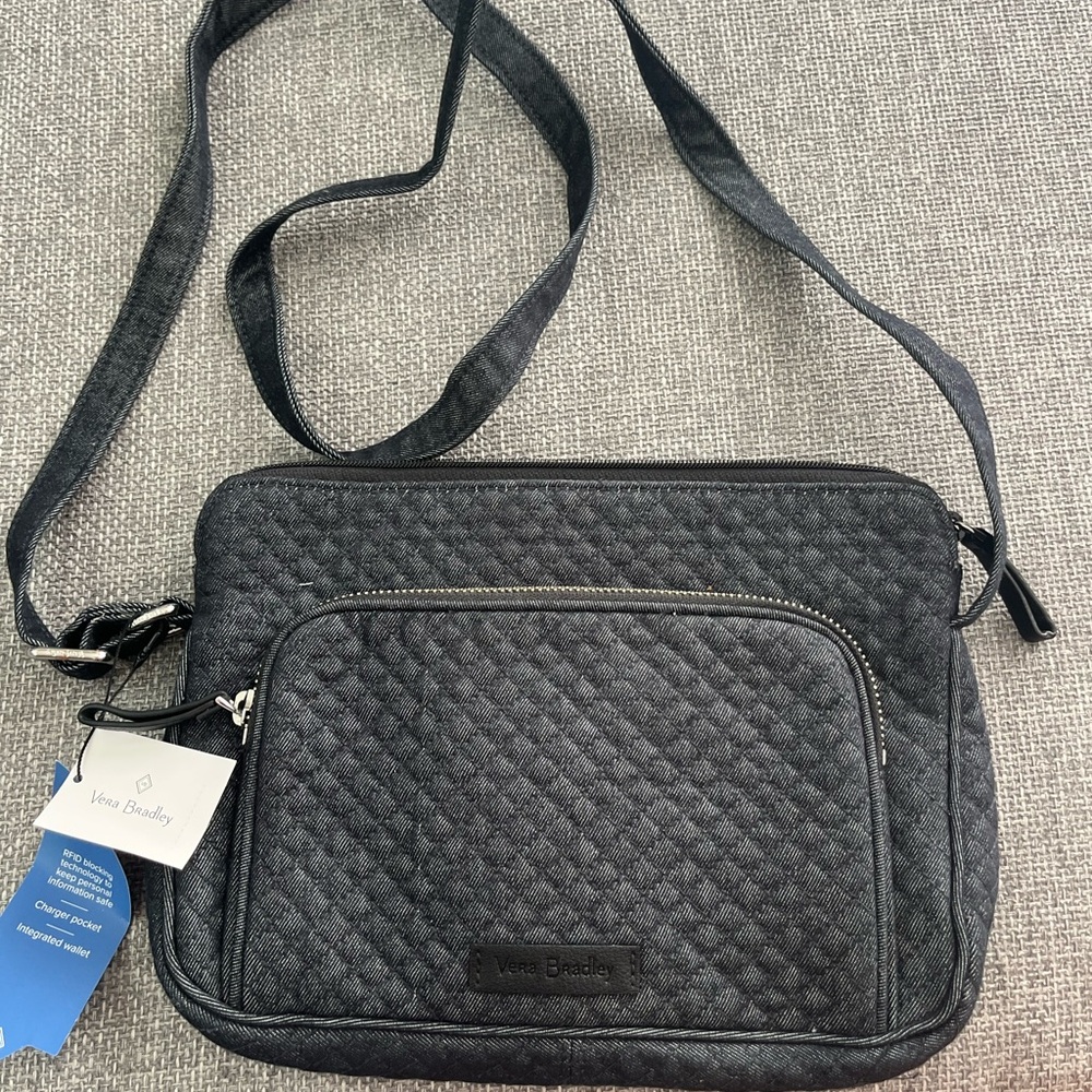 Vera Bradley Charcoal Quilted Messenger Bag